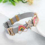 Stainless Mesh Bracelet with Unicorn Beads Charm