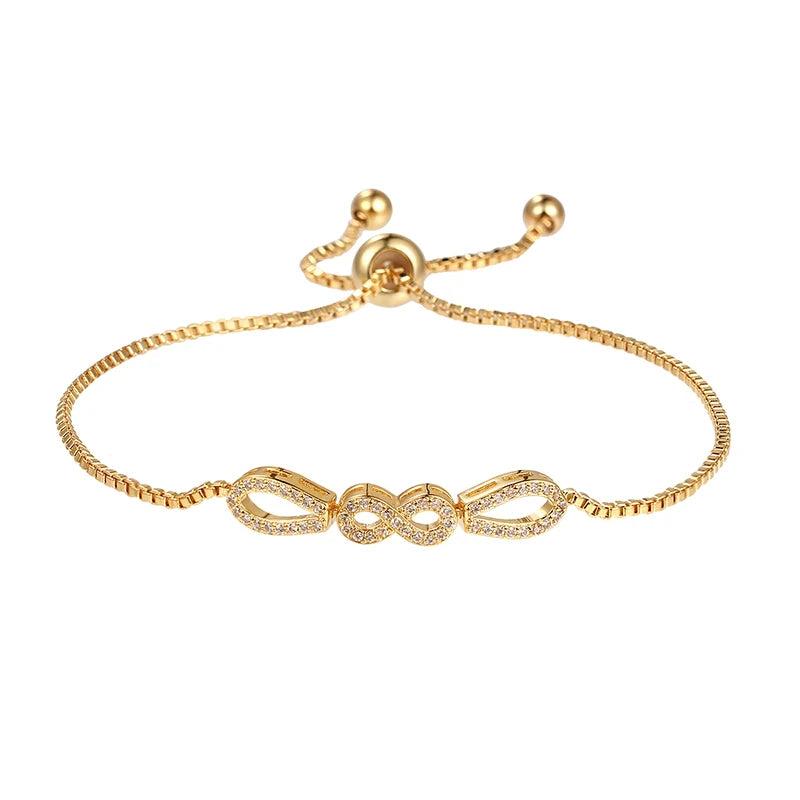 CZ Infinity Bracelets for Women Adjustable Bridal Jewelry
