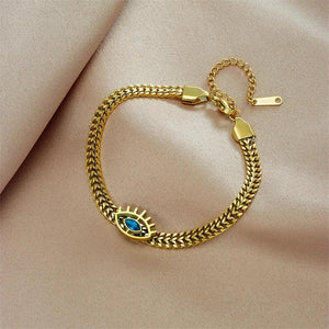 LAMENGLY Stainless Steel Zircon Eyelashes Eye Shape Bracelet Girls Jewelry