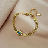 LAMENGLY Stainless Steel Zircon Eyelashes Eye Shape Bracelet Girls Jewelry