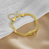 LAMENGLY Stainless Steel Zircon Eyelashes Eye Shape Bracelet Girls Jewelry