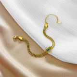 LAMENGLY Stainless Steel Zircon Eyelashes Eye Shape Bracelet Girls Jewelry