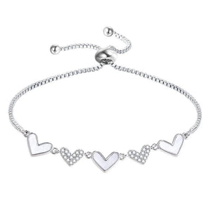 High Zircon Five Hearts Bolo Bracelet for Women Girls