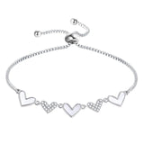 High Zircon Five Hearts Bolo Bracelet for Women Girls