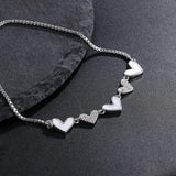 High Zircon Five Hearts Bolo Bracelet for Women Girls