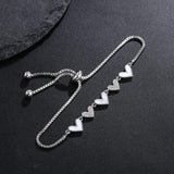 High Zircon Five Hearts Bolo Bracelet for Women Girls