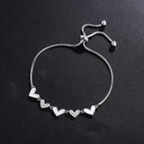 High Zircon Five Hearts Bolo Bracelet for Women Girls