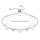 High Zircon Five Hearts Bolo Bracelet for Women Girls