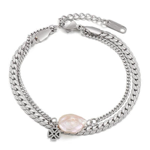 Baroque Pearl Bracelets Multilayer Bracelets Stainless Steel Chain