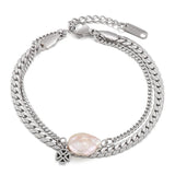 Baroque Pearl Bracelets Multilayer Bracelets Stainless Steel Chain