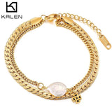 Baroque Pearl Bracelets Multilayer Bracelets Stainless Steel Chain