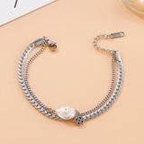 Baroque Pearl Bracelets Multilayer Bracelets Stainless Steel Chain