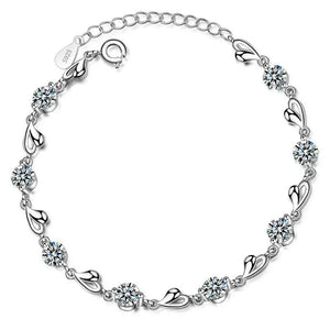 LOVE Heart Sparkling Zircon Bracelet Sweet Adjustable Anniversary Jewelry