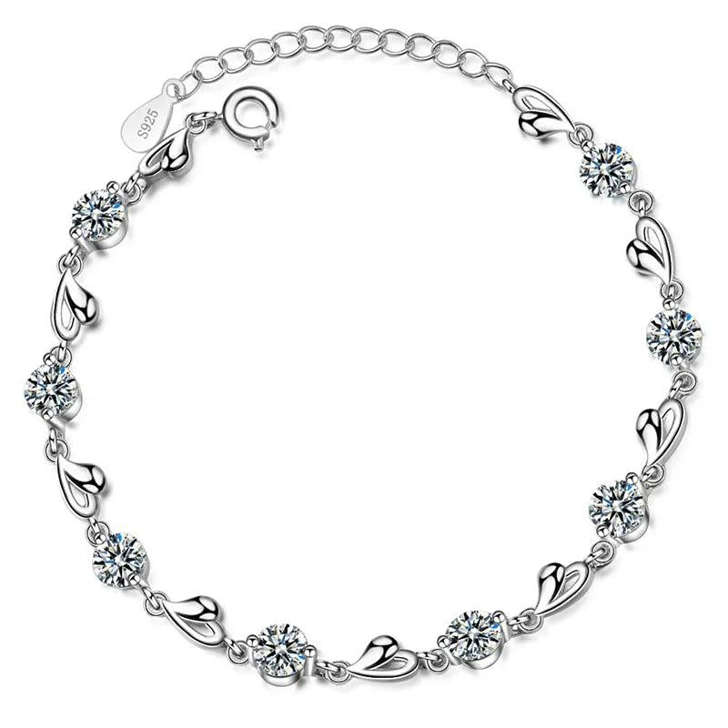LOVE Heart Sparkling Zircon Bracelet Sweet Adjustable Anniversary Jewelry