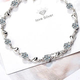 LOVE Heart Sparkling Zircon Bracelet Sweet Adjustable Anniversary Jewelry