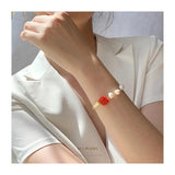 Baroque Pearl Butterfly Charm Bracelet Romantic Rose Flower Women's Gift