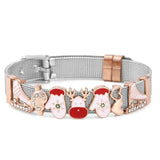 Santa Claus Slide Charm Beads Bracelet Fit 10mm Stainless Steel Mesh Bracelets