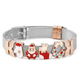 Santa Claus Slide Charm Beads Bracelet Fit 10mm Stainless Steel Mesh Bracelets