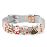 Santa Claus Slide Charm Beads Bracelet Fit 10mm Stainless Steel Mesh Bracelets
