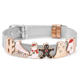 Santa Claus Slide Charm Beads Bracelet Fit 10mm Stainless Steel Mesh Bracelets