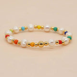 Colorful Beaded Bracelet Fresh Water Pearl Seed Beads & 18K Plated