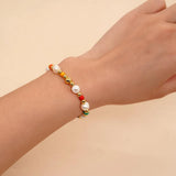 Colorful Beaded Bracelet Fresh Water Pearl Seed Beads & 18K Plated