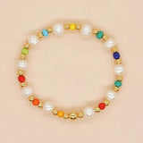 Colorful Beaded Bracelet Fresh Water Pearl Seed Beads & 18K Plated