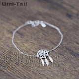 Uini-Tail silver dream catcher bracelet, national wind feather bracelet