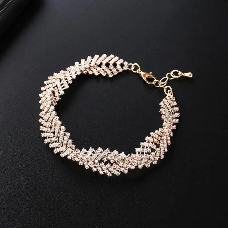 Multi-Layer Bridal Rhinestone Bracelet for Women Wedding Bangle
