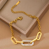 Zircon SS Bracelet for Women Thick Chain Waterproof Fadeless Jewelry