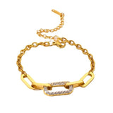 Zircon SS Bracelet for Women Thick Chain Waterproof Fadeless Jewelry