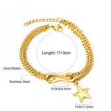 Stainless Steel Bracelets Women Star Chains Bangles Pendants Party