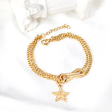 Stainless Steel Bracelets Women Star Chains Bangles Pendants Party