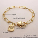 Charm Lock/Heart/Smile Pendant Bracelet CZ Chain Bangle Men Women