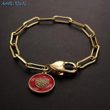 Charm Lock/Heart/Smile Pendant Bracelet CZ Chain Bangle Men Women