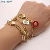 Charm Lock/Heart/Smile Pendant Bracelet CZ Chain Bangle Men Women