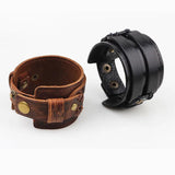 KOtik Leather Cuff Double Wide Bracelet Brown