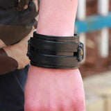 KOtik Leather Cuff Double Wide Bracelet Brown