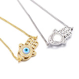 Hollow CZ Hand Bracelet with Shell Evil Eye Adjustable Chain
