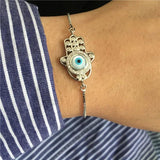 Hollow CZ Hand Bracelet with Shell Evil Eye Adjustable Chain