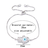 Hollow CZ Hand Bracelet with Shell Evil Eye Adjustable Chain