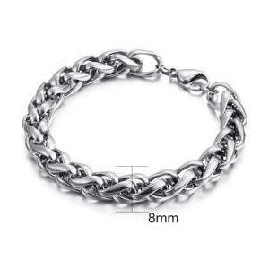 8/10mm Stainless Steel Chain Link Bracelet Bohemia Men Women Gift