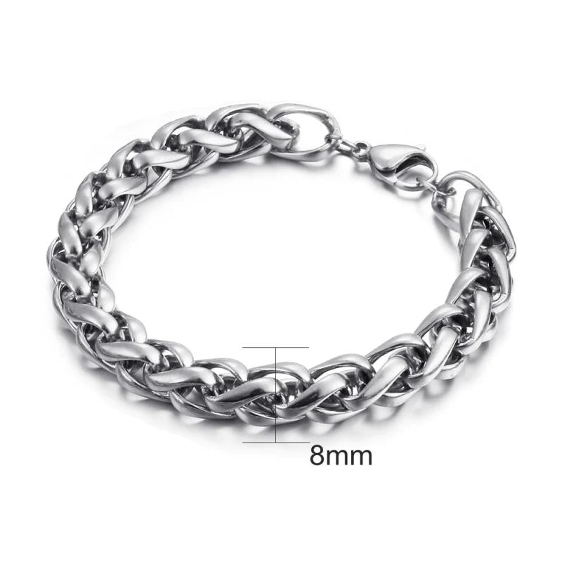 8/10mm Stainless Steel Chain Link Bracelet Bohemia Men Women Gift