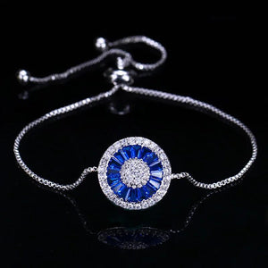 Adjustable Charm Bracelet with Silver CZ Crystal Setting