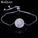 Adjustable Charm Bracelet with Silver CZ Crystal Setting