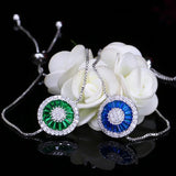 Adjustable Charm Bracelet with Silver CZ Crystal Setting