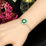 Adjustable Charm Bracelet with Silver CZ Crystal Setting