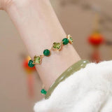 Green Stone Bracelet Crystal Flower Bracelet Women's Birthday Gift