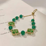 Green Stone Bracelet Crystal Flower Bracelet Women's Birthday Gift