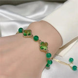 Green Stone Bracelet Crystal Flower Bracelet Women's Birthday Gift